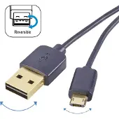 Renkforce Câble USB USB 2.0 USB-A mâle, USB-Micro-B mâle 1.00 m noir connecteur réversible, plaqué or