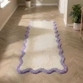 FRAAI Tapis de couloir lavable – Hazy Lilas/Crème | 80x180cm | Tapis de couloir | Pile courte
