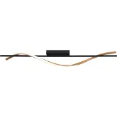 Globo Plafonnier LED, métal, noir mat, aspect bois, L 115 cm