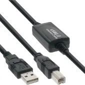 InLine 34511I Câble USB 2.0, actif avec amplification du signal "Repeater", A à B, 10m