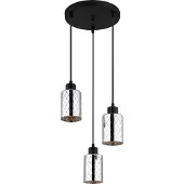 Globo Lampe pendante de conception Alonso Projectile noire à 3 lumières