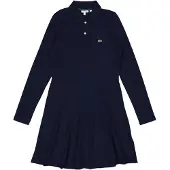 Lacoste Kids Pique Long Sleeve Dress Bleu 14 Years Fille