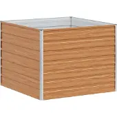 vidaXL Lit surélevé brun clair 100 x 100 x 77 cm Acier galvanisé