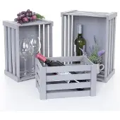 Mendler Set De 3 Paniers En Bois Hwc-C56 Gris Shabby