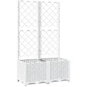 vidaXL Jardinière Avec Treillis Blanc 80x40x136 Cm Pp