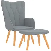 vidaXL Fauteuil relax avec pouf Tissu gris clair