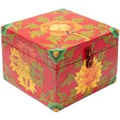 Spiru Coffret Tibétain Fleur Peint À La Main