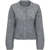 ONLY Cardigan 'ONLMIGGIE' gris chiné / blanc perle