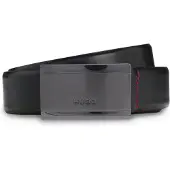 HUGO Ceinture en cuir italien avec boucle plate à logo gravé