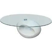 vidaXL Table basse avec plateau en verre ovale blanc brillant