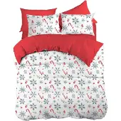 L'essentiel Maison , Snowy - Red, ensemble housse de couette XXL pour lit simple (DE), rouge, 100 % coton, 155 x 155 cm
