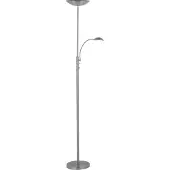 Brilliant LED Lèche-plafond ROSANNA à lumière blanche chaude | Lampadaire avec bras de lecture réglable et variateur rotatif en argent| Métal | 1,8m de hauteur | 26W | 2500 lumens | 3000 Kelvin