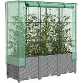 vidaXL Lit surélevé avec serre aspect rotin 120x40x138 cm