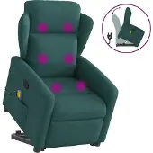 Syfax Fauteuil inclinable de massage Vert foncé Tissu
