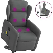 Syfax Fauteuil de massage inclinable Gris foncé Tissu