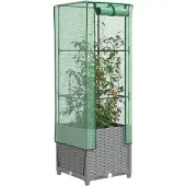 vidaXL Lit surélevé avec serre aspect rotin 40x40x139 cm