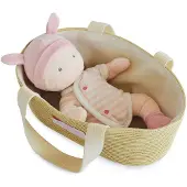 Doudou et Compagnie Couffin blanc,rose 28cm (MQ3) **