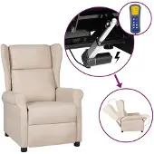 vidaXL Fauteuil à oreilles avec fonction de couchage électrique Crème Tissu