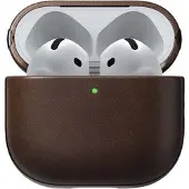 Nomad Modern cuir coque AirPods 4 – Conçu pour s'adapter précisément aux AirPods 4 – Protège vos AirPods contre l'usure quotidienne – Donne à vos AirPods un aspect raffiné en cuir - Marron