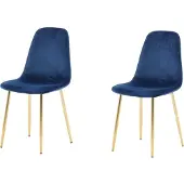 Venture Home Polar Chaise de salle à manger en velours, bleu, finition laiton.