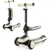 Kinderkraft HALLEY 2in1 - Vélo d'exercice & tricycle à roulettes, pour les enfants de 1 à 5 ans, roues en polyuréthane lumineuses, guidon réglable, poids de 3 kg seulement - Blanc