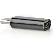 Nedis Adaptateur USB-C - USB 2.0 - USB-C mâle - USB Micro-B femelle - 480 Mbps - Rond - Plaqué or - Anthracite - Boîte