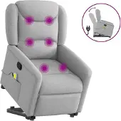Syfax Fauteuil de massage inclinable gris nuage tissu