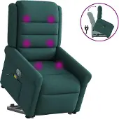 Syfax Fauteuil inclinable de massage Vert foncé Tissu