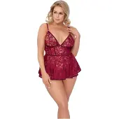 Cottelli Curves - robe courte en dentelle - ensemble - rouge