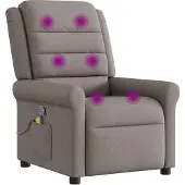 vidaXL Fauteuil de massage Taupe Tissu