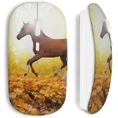 CAPACHEAP Souris Sans Fil Cheval automne feuilles