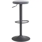 Wohnling Chaise de bar en velours gris foncé Tabouret sans dossier 58 - 79 cm |