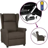 vidaXL Fauteuil à oreilles avec fonction de couchage Électrique Marron foncé Tissu
