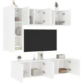 vidaXL meuble-paroi 5 pièces blanc en bois composite