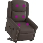 vidaXL Fauteuil de massage avec releveur Électrique Brillant Marron