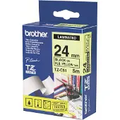 Brother TZe-C51 - (24 mm x 24 mm) - Noir sur jaune - Ruban
