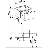 Keuco EDITION 11 Meuble sous-lavabo pour lavabos à encastrer, 1 tiroir frontal, 700x350x535mm, 31241110000