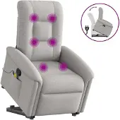 Syfax Fauteuil de massage inclinable gris nuage tissu