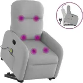 Syfax Fauteuil de massage inclinable gris nuage tissu