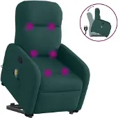 Syfax Fauteuil inclinable de massage Vert foncé Tissu