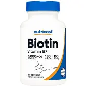 Nutricost | Biotine 5000 mcg | avec huile de coco Softgels