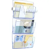 Cep Porte-brochures mural ICE lot de 3, DIN A4, 1 compartiment, bleu glacier (24 x 32 cm)