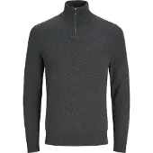 Jack & Jones Pull-over 'JJEEMIL KNIT HALF ZIP' gris foncé