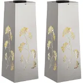 vidaXL Lampada solaire LED pour chemin, lot de 2, lumière blanche chaude, 18 x 18 x 50 cm
