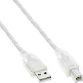 InLine 34550T USB 2.0 Kabel, A an B, transparent, 10m