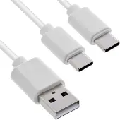 InLine Câble de charge USB 2en1 en Y, 1x USB-A mâle à 2x USB-C mâle, blanc, 2m