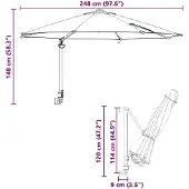 vidaXL Parasol de jardin sable 248 x 248 x 148 cm polyester et acier