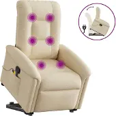 Syfax Fauteuil inclinable de massage Crème Tissu