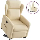 vidaXL Fauteuil relax avec releveur Crème Tissu