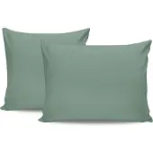 L'essentiel Maison , Tonne Mixte - Lola, lot de taies d'oreiller (2 pièces) (FR), 100 % COTON RANFORCÉ, vert, 60 x 60 cm